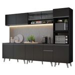 Armário de cozinha completa 300 cm preto nice madesa 01