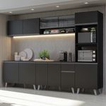 Armário de cozinha completa 300 cm preto nice madesa 01