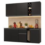 Armário de cozinha compacta 180 cm suspenso preto nice madesa 04