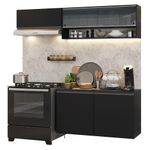 Armário de cozinha compacta 200 cm suspenso preto nice madesa 08