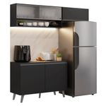 Armário de cozinha compacta 200 cm preto nice madesa 09 xa