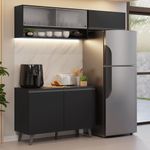 Armário de cozinha compacta 200 cm preto nice madesa 09 xa