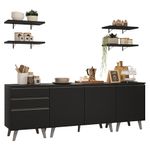 Armário de cozinha completa 240 cm preto nice madesa 01
