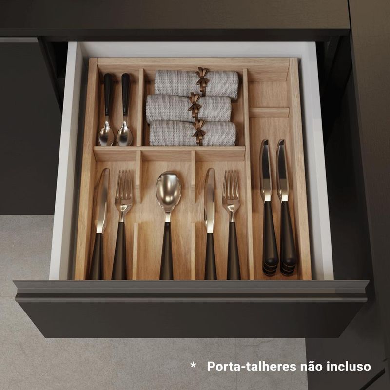 Armário de cozinha completa 240 cm preto nice madesa 01