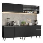 Armário de cozinha completa 260 cm preto nice madesa 03