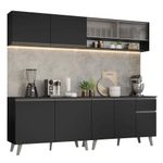 Armário de cozinha completa 260 cm preto nice madesa 02