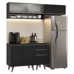 Armário de cozinha compacta 200 cm preto nice madesa 13 xa
