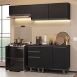 Armário de cozinha compacta 200 cm preto nice madesa 06