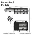 Armário de cozinha compacta 200 cm preto nice madesa 06