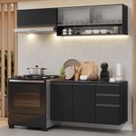 Armário de cozinha compacta 200 cm suspenso preto nice madesa 11