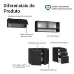Armário de cozinha compacta 200 cm suspenso preto nice madesa 11