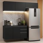 Armário de cozinha compacta 200 cm suspenso preto nice madesa 05 xa