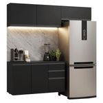 Armário de cozinha compacta 200 cm suspenso preto nice madesa 05 xa