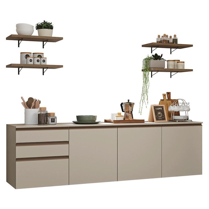 Armário de cozinha completa 240cm suspensa nice madesa 10