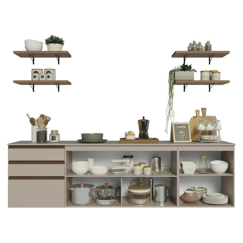 Armário de cozinha completa 240cm suspensa nice madesa 10