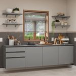 Armário de cozinha completa 240cm suspensa cinza nice madesa 10