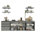 Armário de cozinha completa 240cm suspensa cinza nice madesa 10