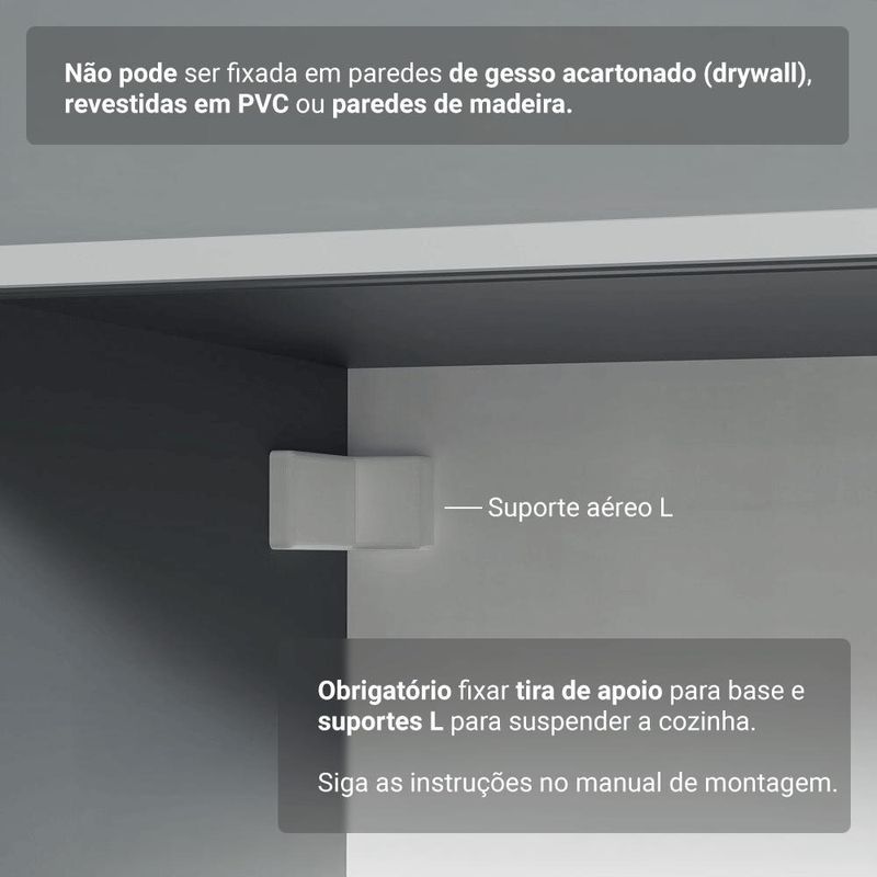 Armário de cozinha completa 240cm suspensa cinza nice madesa 10