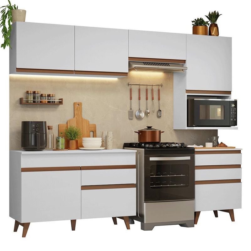Armário de cozinha completa 250cm branco reims madesa 07