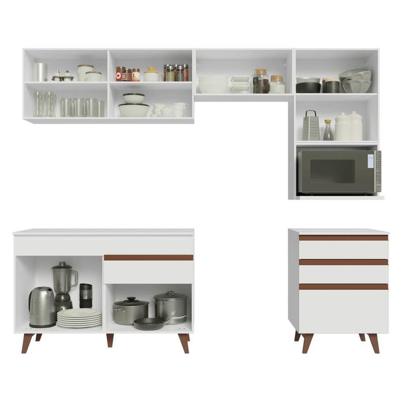 Armário de cozinha completa 250cm branco reims madesa 07