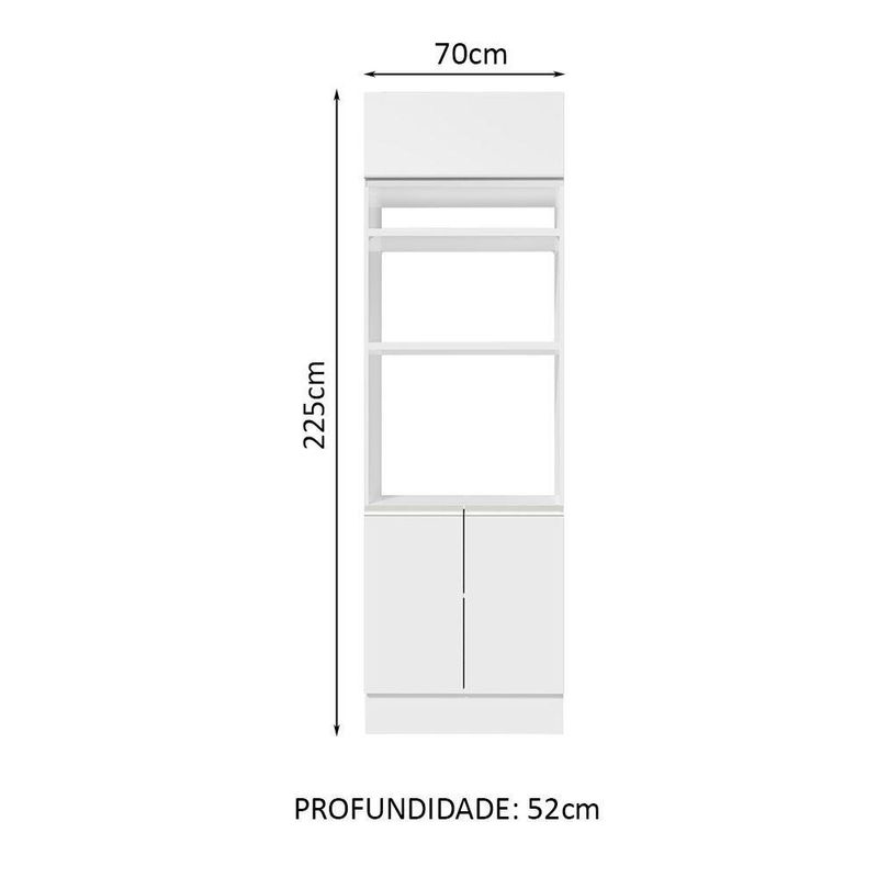 Torre quente para 2 fornos armário de cozinha 2 portas e 1 suspensa glamy madesa