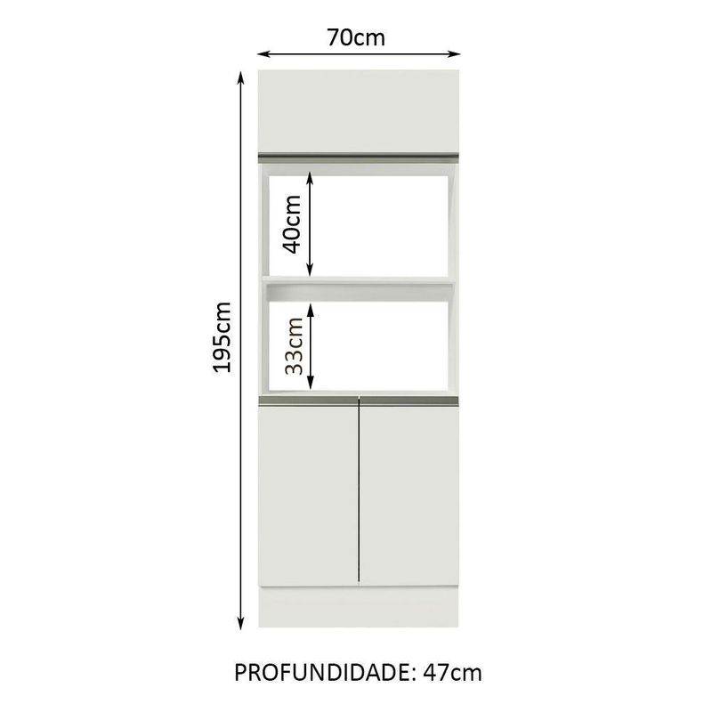 Torre quente armário de cozinha para 2 fornos 100% mdf branco smart madesa