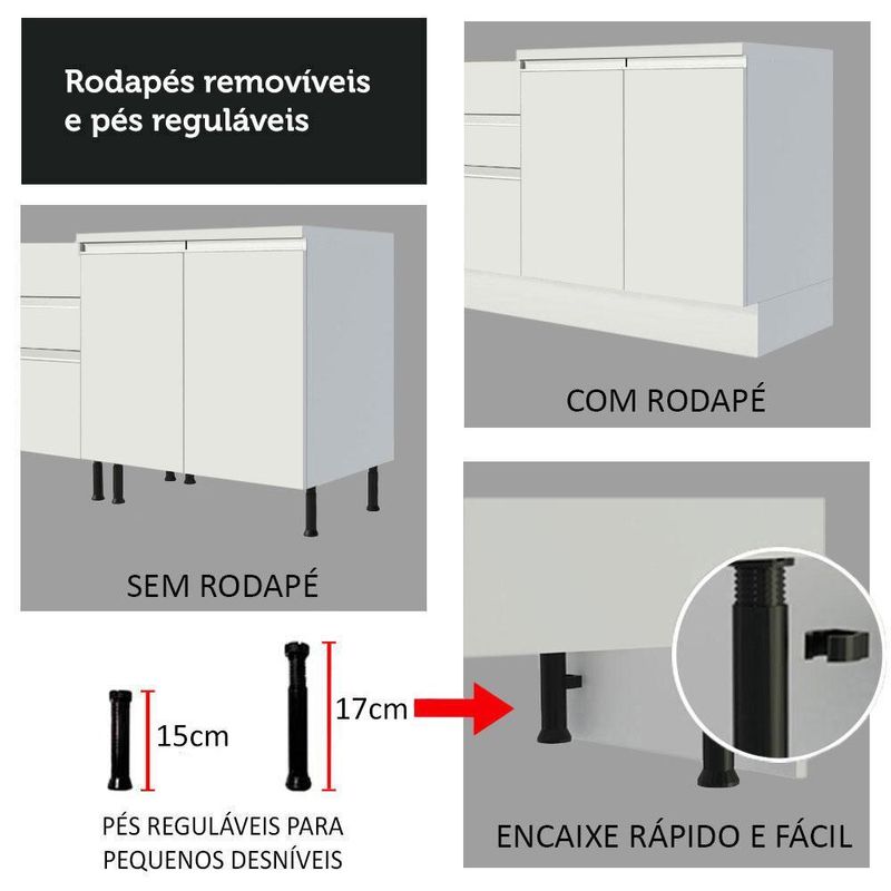 Torre quente armário de cozinha para 2 fornos 100% mdf branco smart madesa