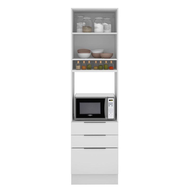Torre quente madesa stella 60 cm 1 porta 3 gavetas - branco
