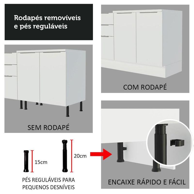 Torre quente madesa stella 60 cm 1 porta 3 gavetas - branco