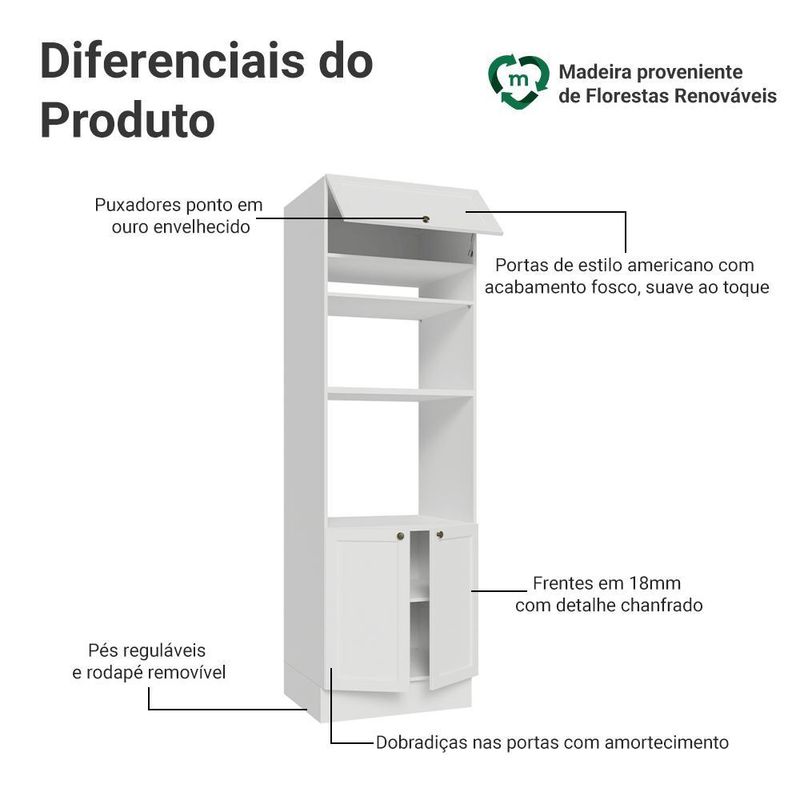 Torre quente 70 cm 3 portas branco vik madesa