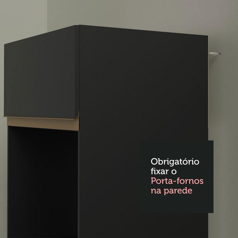 Torre-quente armário de cozinha 60 cm 2 portas preto reims madesa