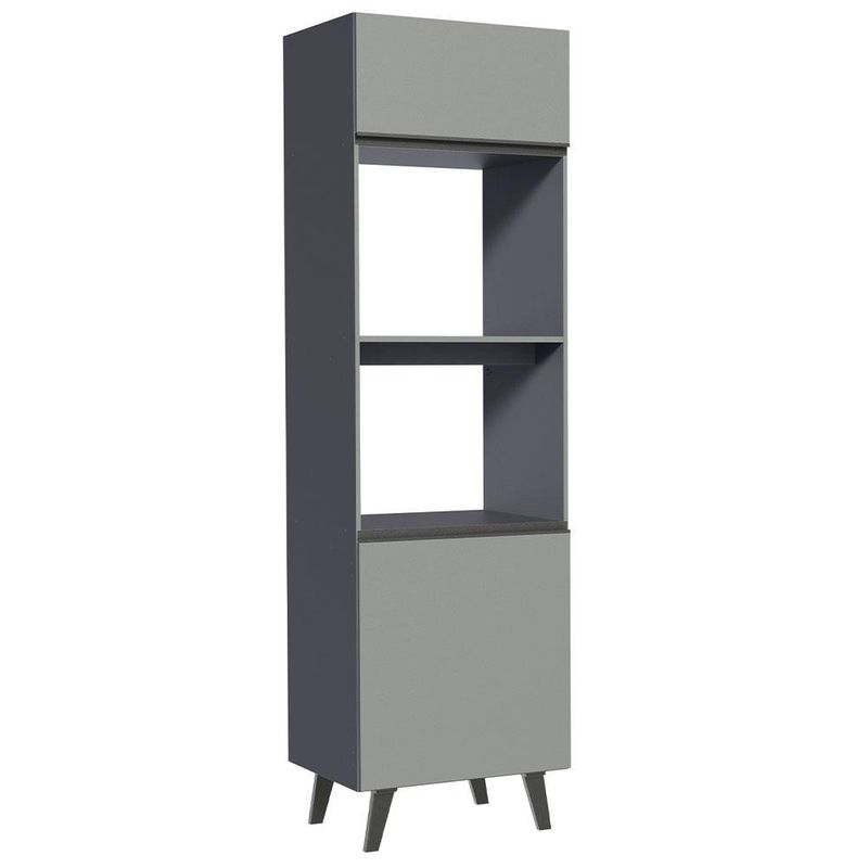 Torre quente armário de cozinha 60 cm 2 portas 2 nichos cinza nice madesa