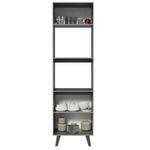 Torre quente armário de cozinha 60 cm 2 portas 2 nichos cinza nice madesa