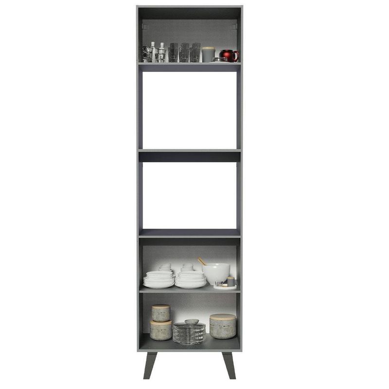 Torre quente armário de cozinha 60 cm 2 portas 2 nichos cinza nice madesa