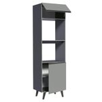 Torre quente armário de cozinha 60 cm 2 portas 2 nichos cinza nice madesa