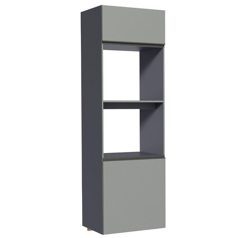 Torre quente armário de cozinha 60 cm 2 portas 2 nichos suspensa cinza nice madesa