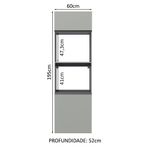 Torre quente armário de cozinha 60 cm 2 portas 2 nichos suspensa cinza nice madesa