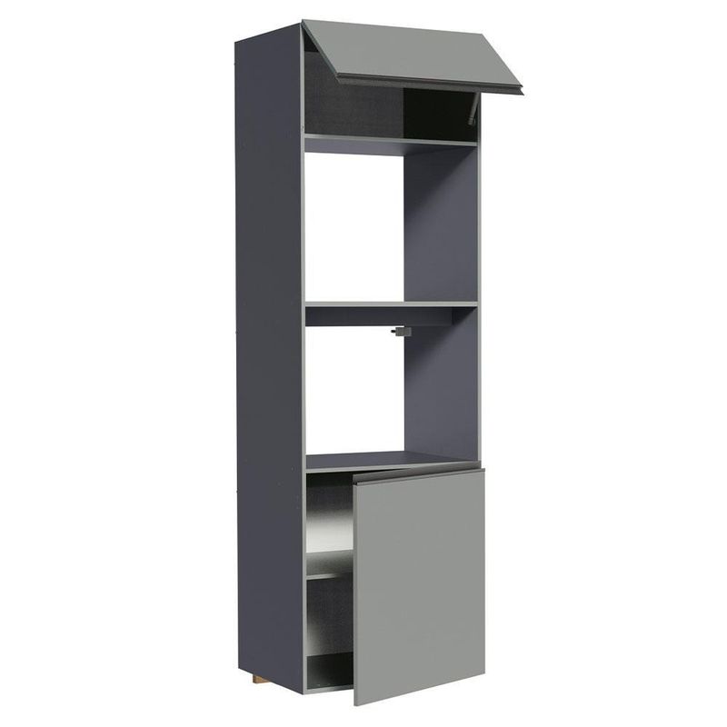 Torre quente armário de cozinha 60 cm 2 portas 2 nichos suspensa cinza nice madesa