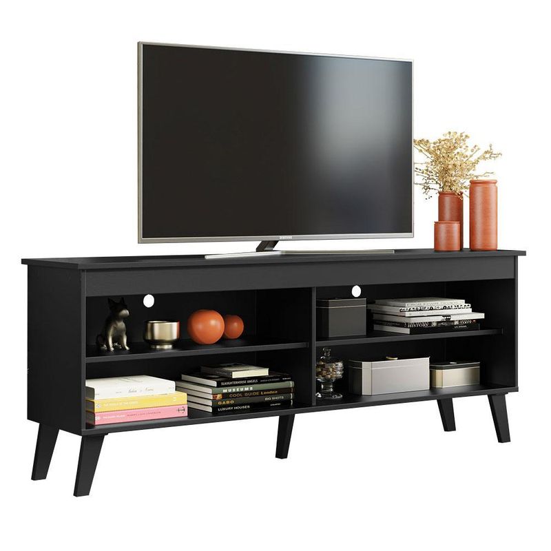 Rack para tv até 65 polegadas com pés preto turim madesa