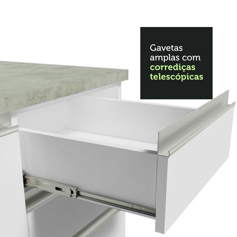 Torre quente para fornos armário de cozinha 1 porta e 3 gavetas glamy madesa