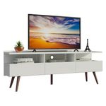 Rack para tv até 65 polegadas madesa londres com pés retro - branco