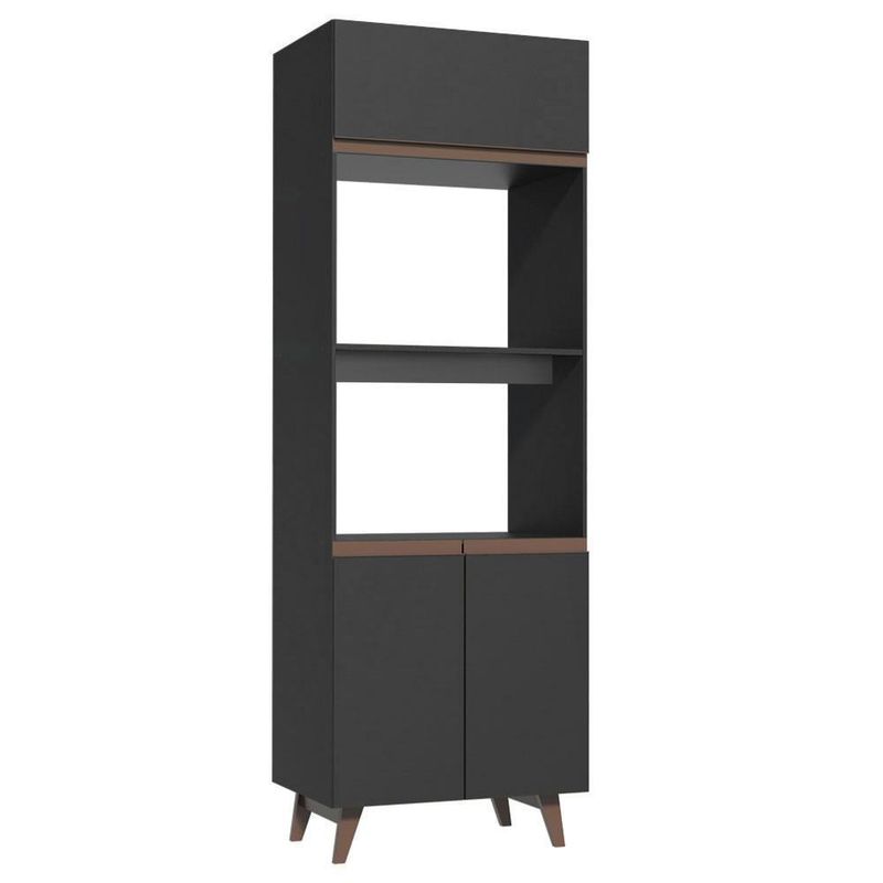 Torre quente armário de cozinha 70 cm 3 portas preto reims madesa