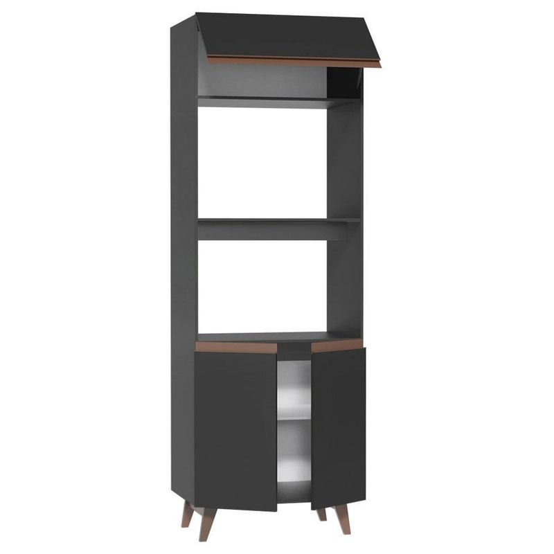 Torre quente armário de cozinha 70 cm 3 portas preto reims madesa