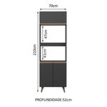 Torre quente armário de cozinha 70 cm 3 portas preto reims madesa