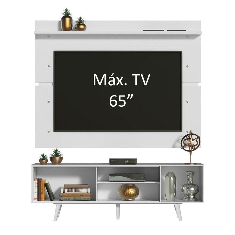 Rack madesa dubai e painel para tv até 65 polegadas com pés - branco