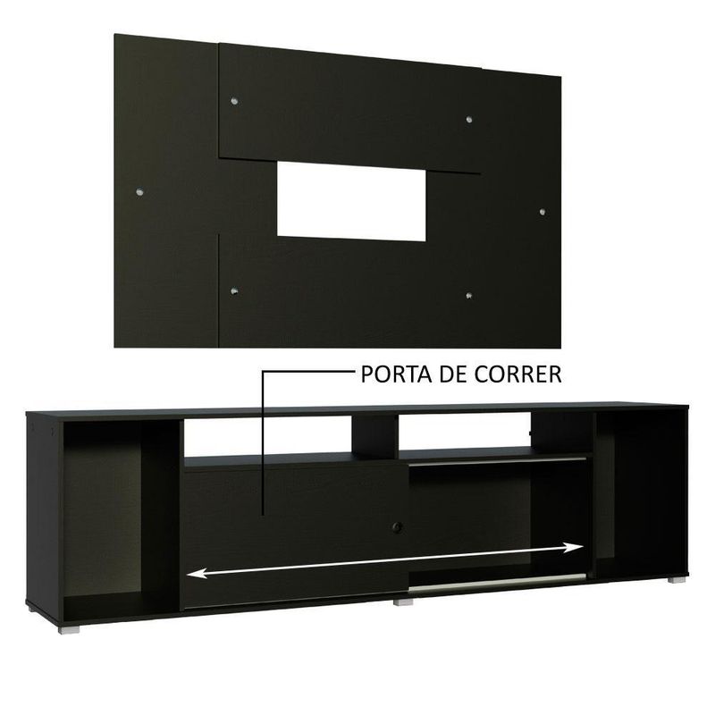 Rack madesa cancun e painel para tv até 58 polegadas - preto