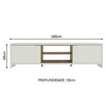 Rack para tv até 75 polegadas 180 cm 2 portas branco/rustic metz madesa