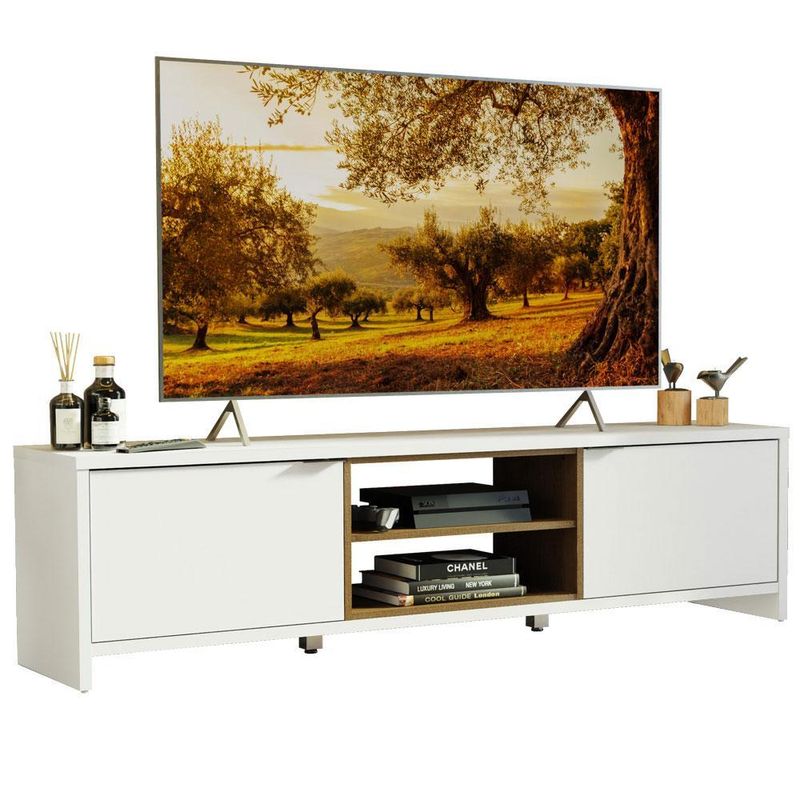 Rack para tv até 75 polegadas 180 cm 2 portas branco/rustic metz madesa
