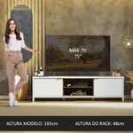 Rack para tv até 75 polegadas 180 cm 2 portas branco/rustic metz madesa