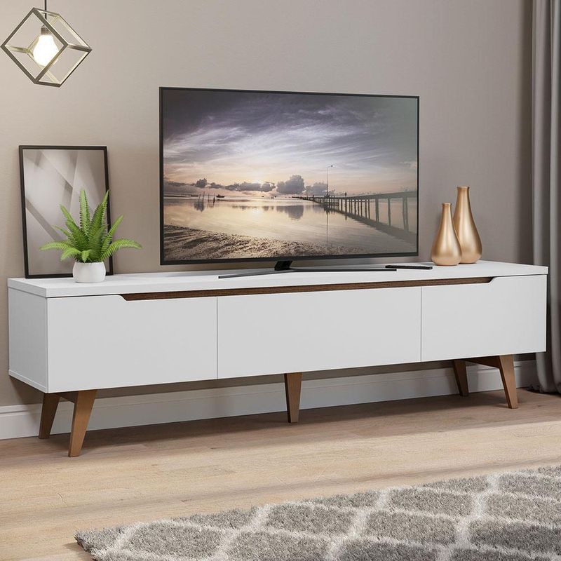 Rack para tv até 75 polegadas madesa reims 2 portas 1 gaveta - branco